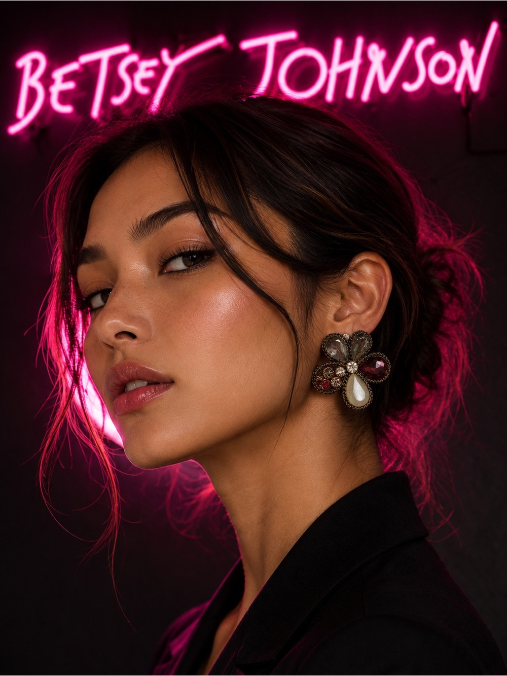 Betsey Johnson - Gemstone Floral Cluster Earrings - Picture 4 of 4
